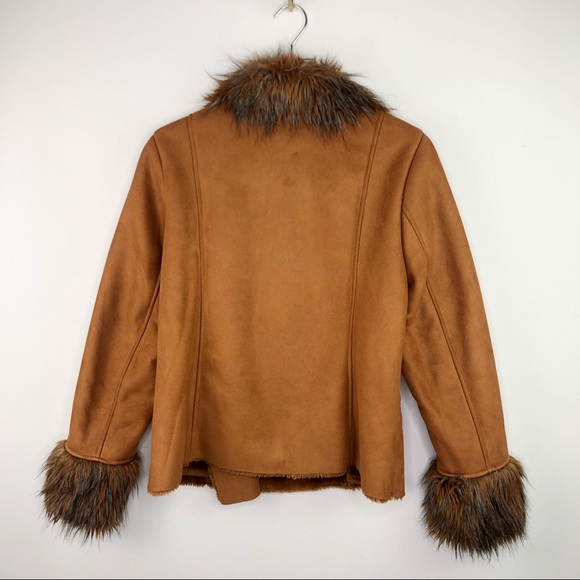 Rachel Zoe Tan Faux Fur Asymmetrical Jacket Coat S - Picture 4 of 4